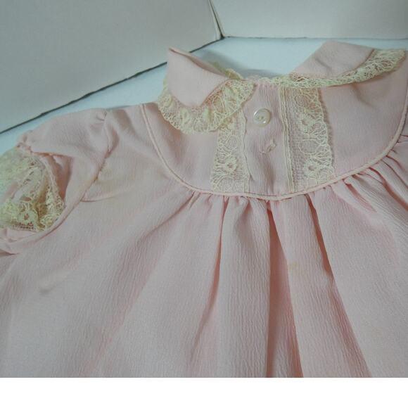 Vintage/Antique Twin Newborn Girl Outfits Lace Collared Polyester Pink - Picture 3 of 5